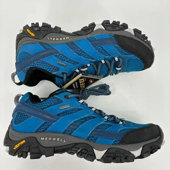 Merrell Sneakers Hiking Trail Shoes Womens Size 7 Mykons Blue Moab 2 Lace Up - Picture 3 of 10